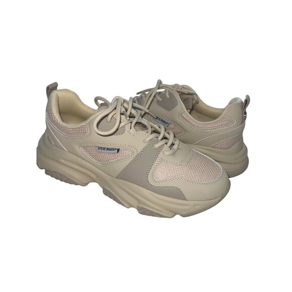 Steve Madden PLIMM Chunky Sneaker, Size 10M –Beige, mesh, PU Leather, New no box - Picture 1 of 10